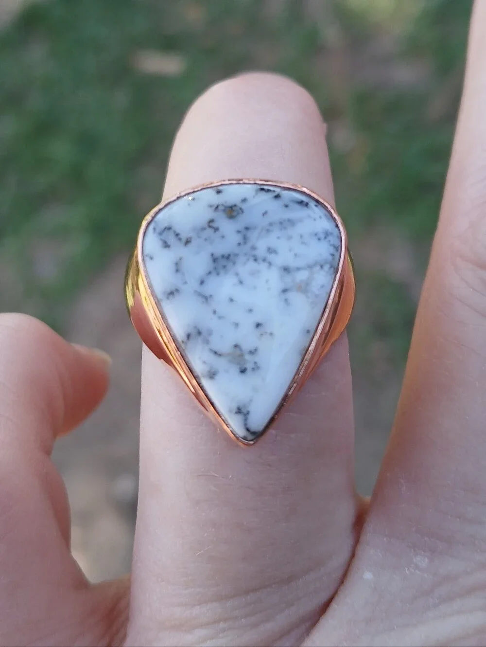 New Men's Dendritic Opal Copper Ring.